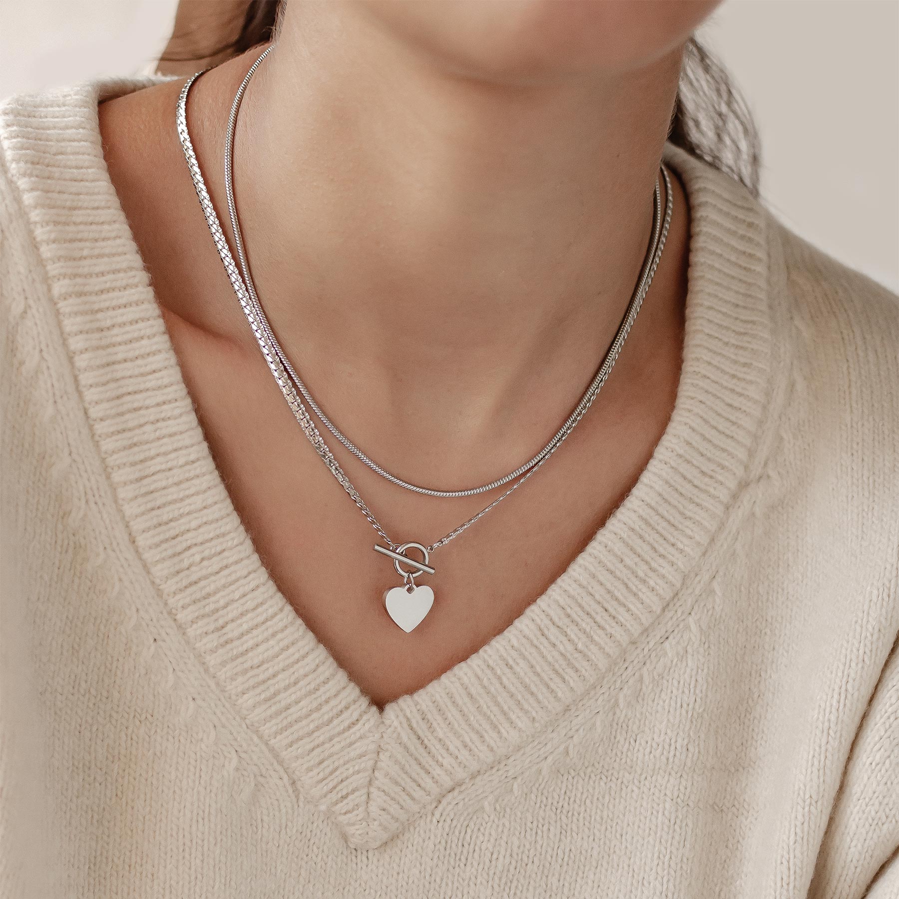 Set Collares Corazón y Cadena Serpiente Waterproof