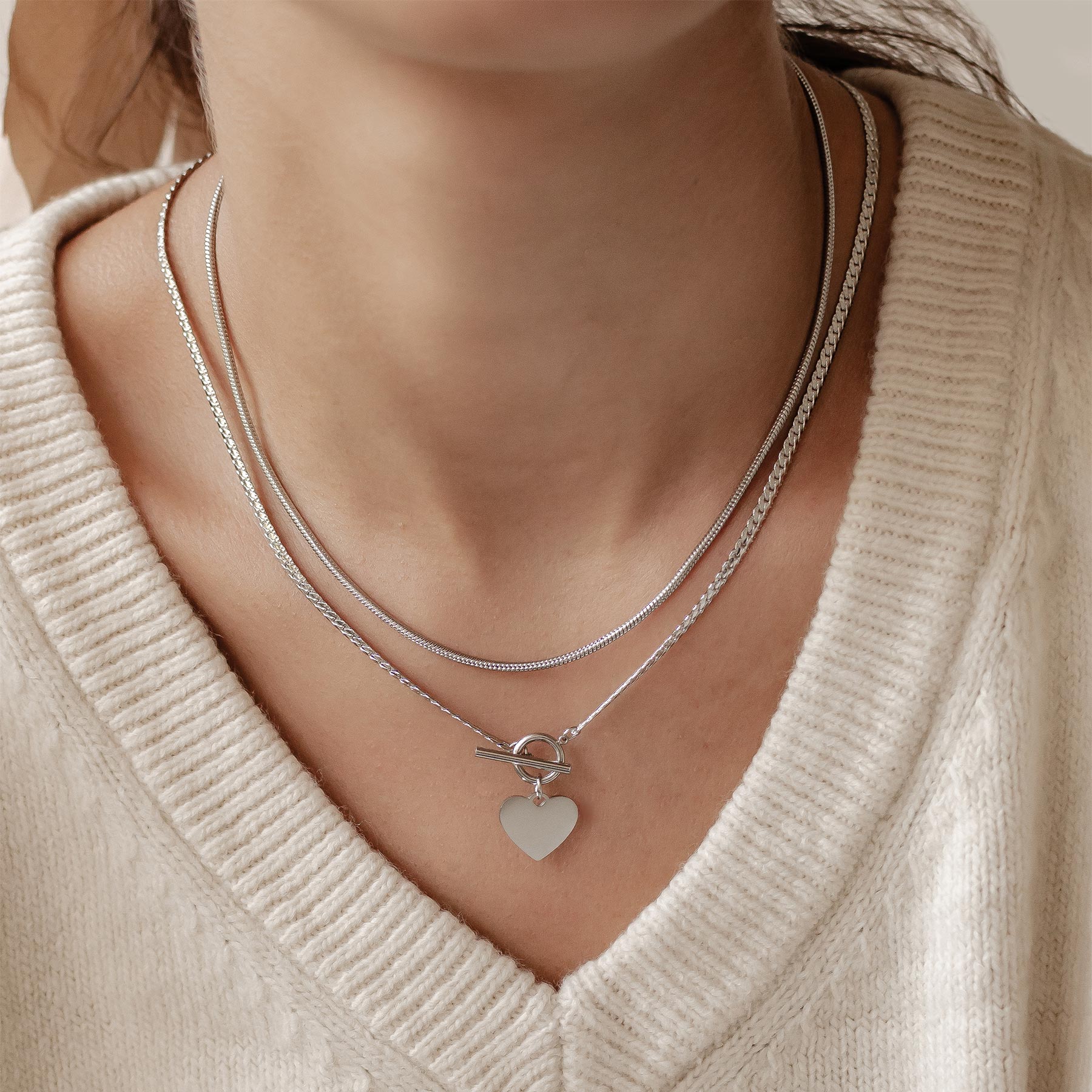 Set Collares Corazón y Cadena Serpiente Waterproof