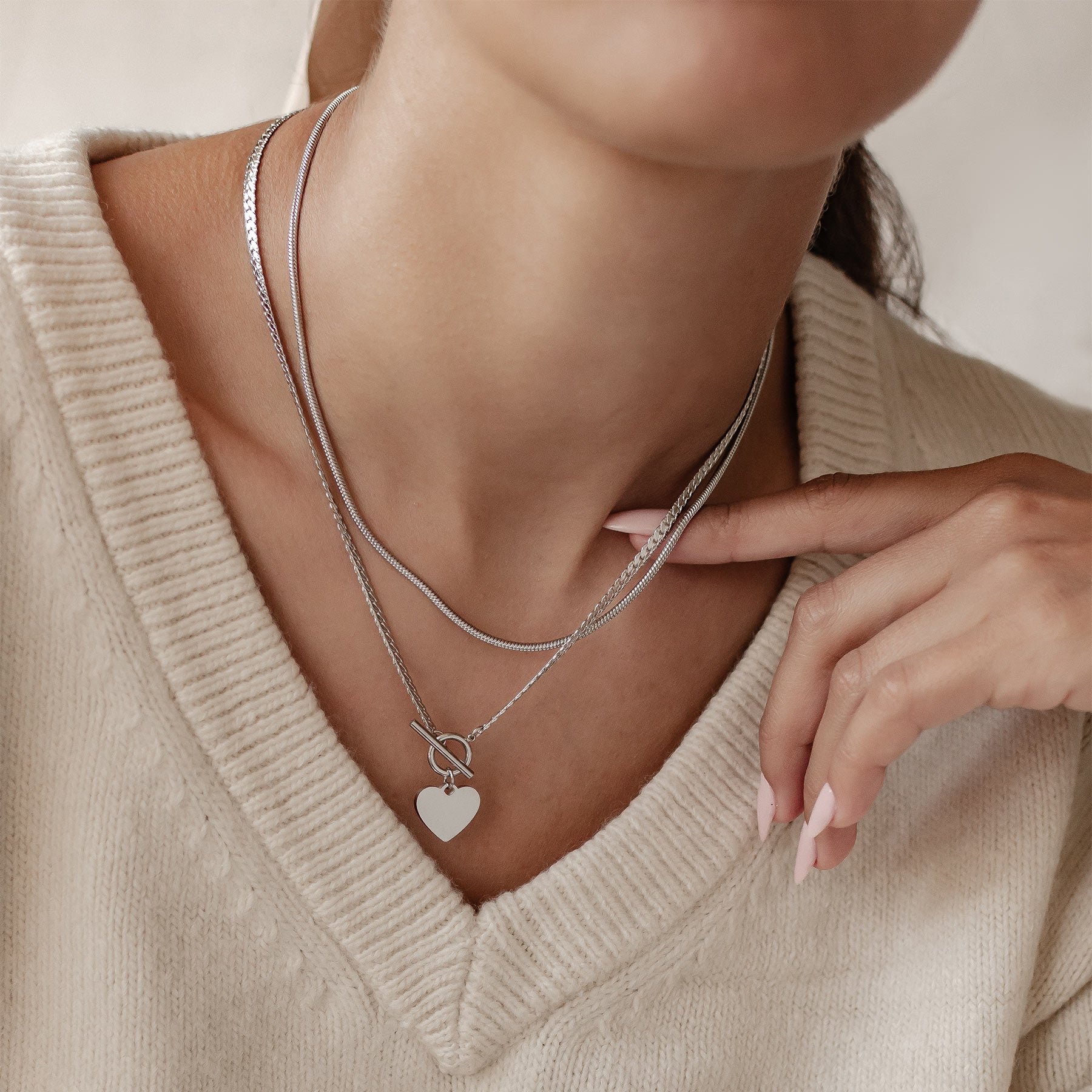 Set Collares Corazón y Cadena Serpiente Waterproof