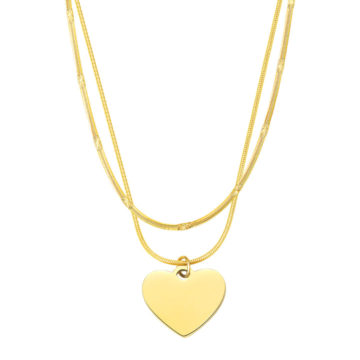 Set Collares con Corazón y Cadena Serpiente Texturizada Waterproof