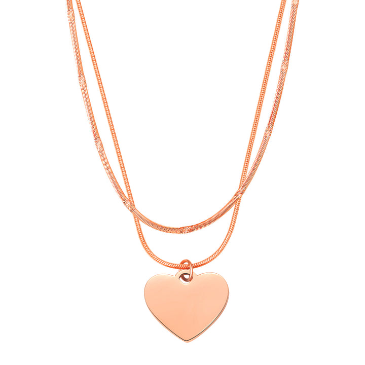 Set Collares con Corazón y Cadena Serpiente Texturizada Waterproof