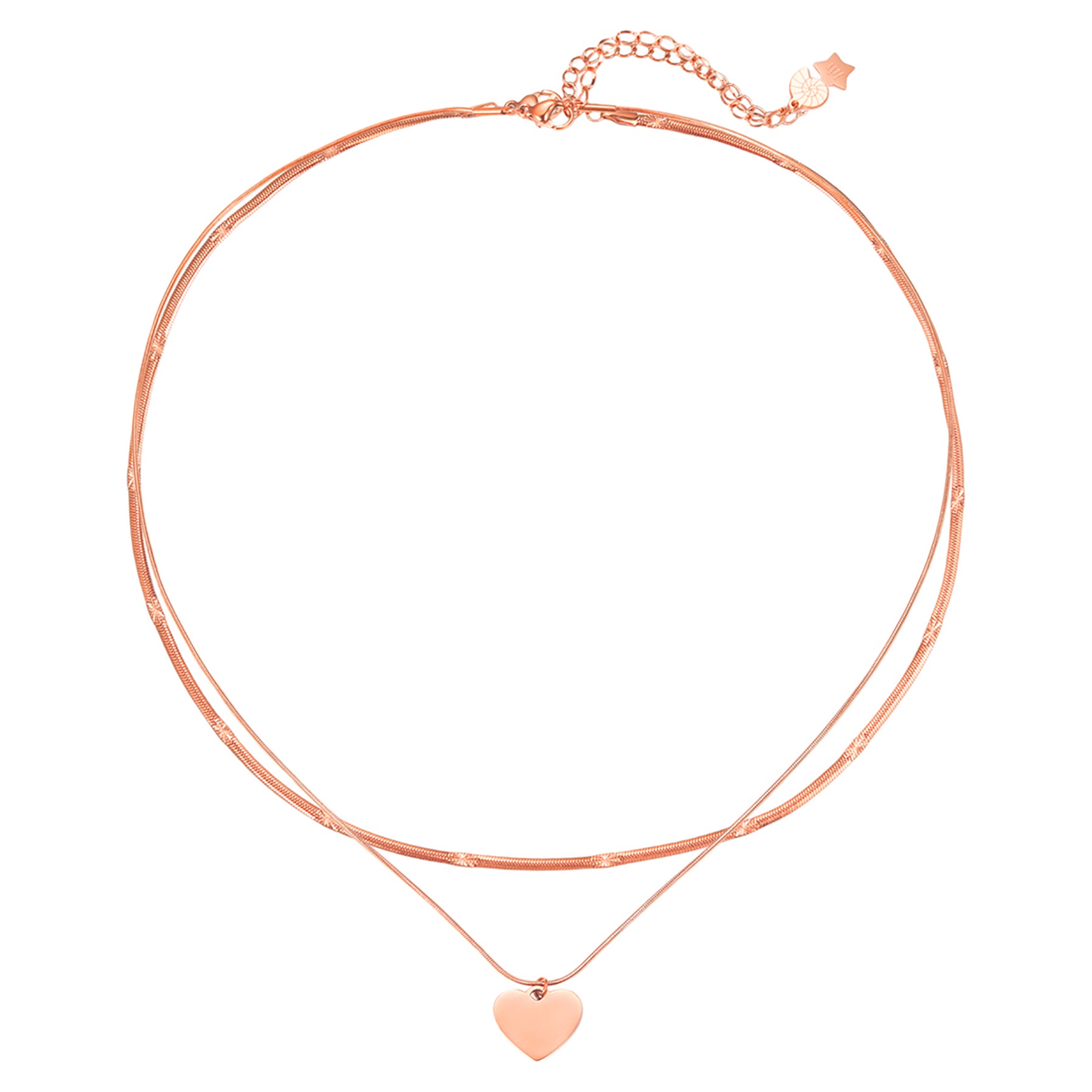 Set Collares con Corazón y Cadena Serpiente Texturizada Waterproof