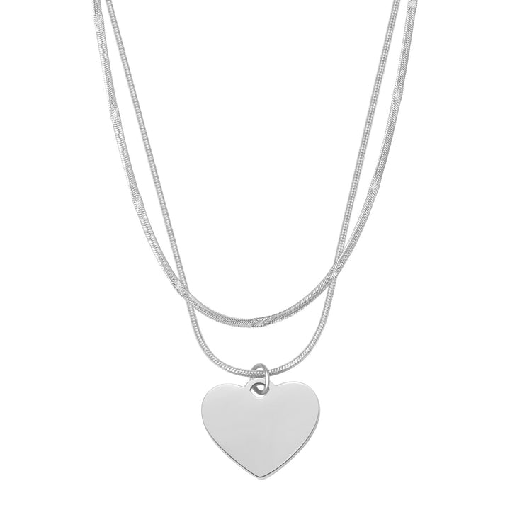 Set Collares con Corazón y Cadena Serpiente Texturizada Waterproof