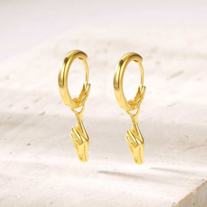 Pendientes Huggie Dedos Cruzados Plata de Ley 925