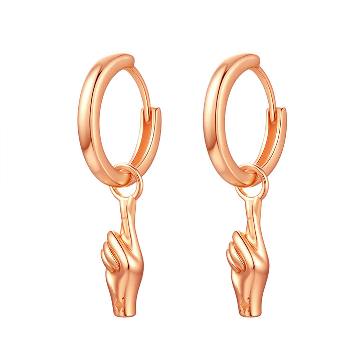 Pendientes Huggie Dedos Cruzados Plata de Ley 925