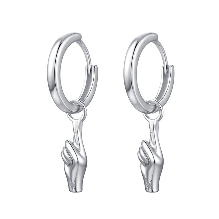 Pendientes Huggie Dedos Cruzados Plata de Ley 925