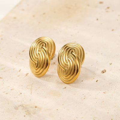 Pendientes Botón Oversized Círculos Entrelazados Waterproof