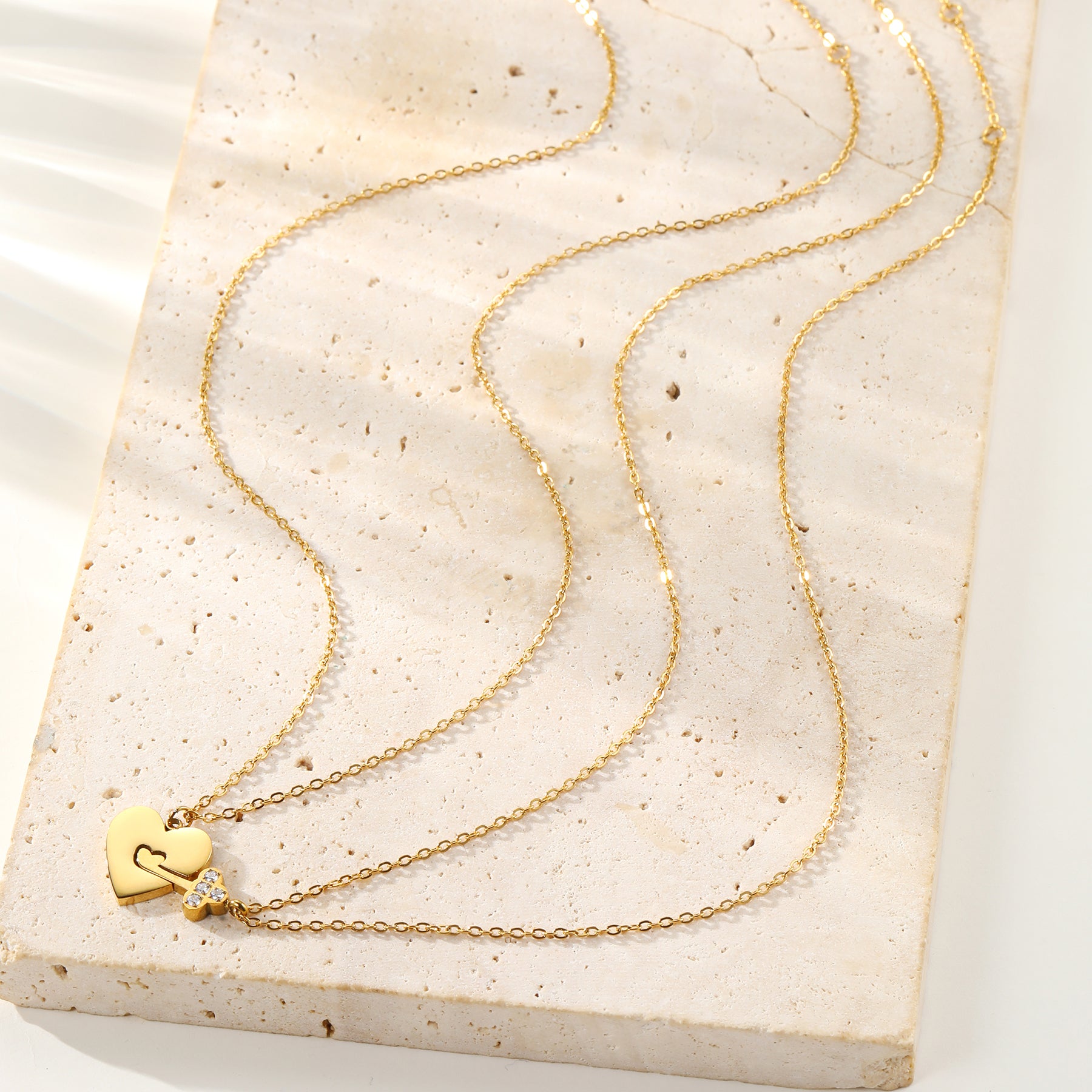 Set Collares Corazón & Llave – Waterproof
