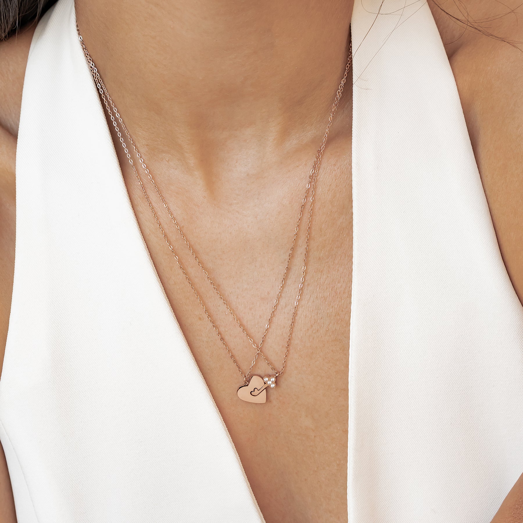 Interlocking Heart & Key Love Necklace Set Waterproof