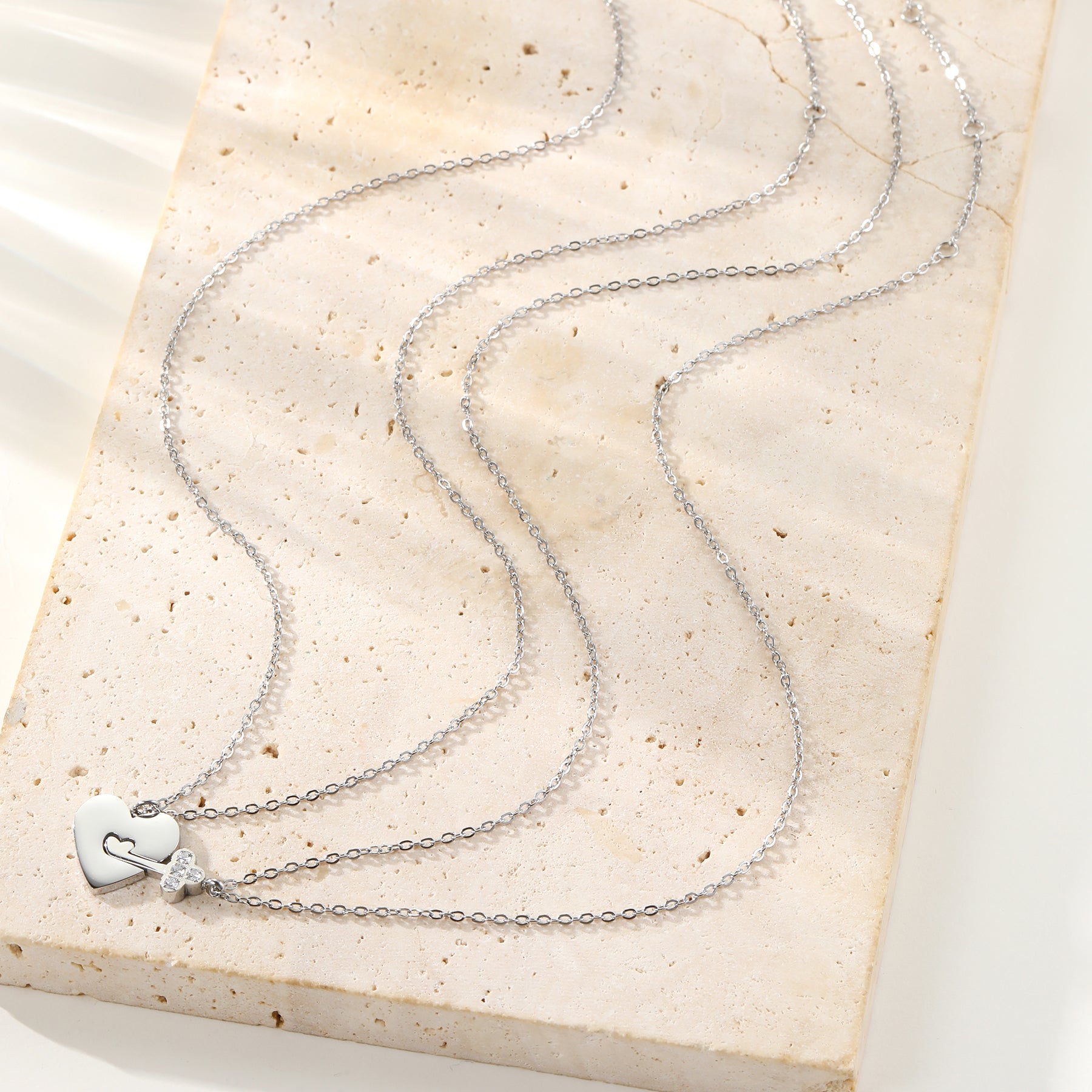 Set Collares Corazón & Llave – Waterproof