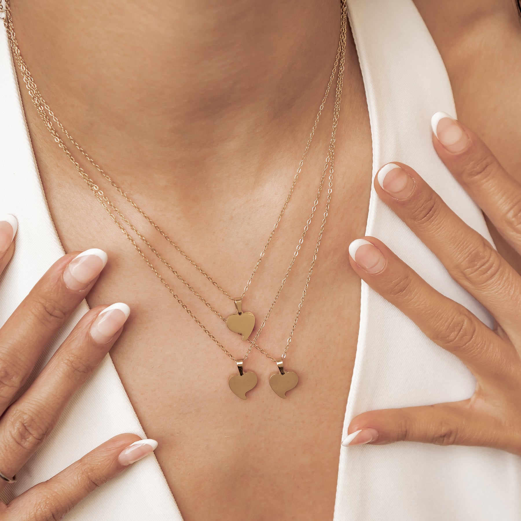 Interlocking Three Hearts Necklace Set Waterproof