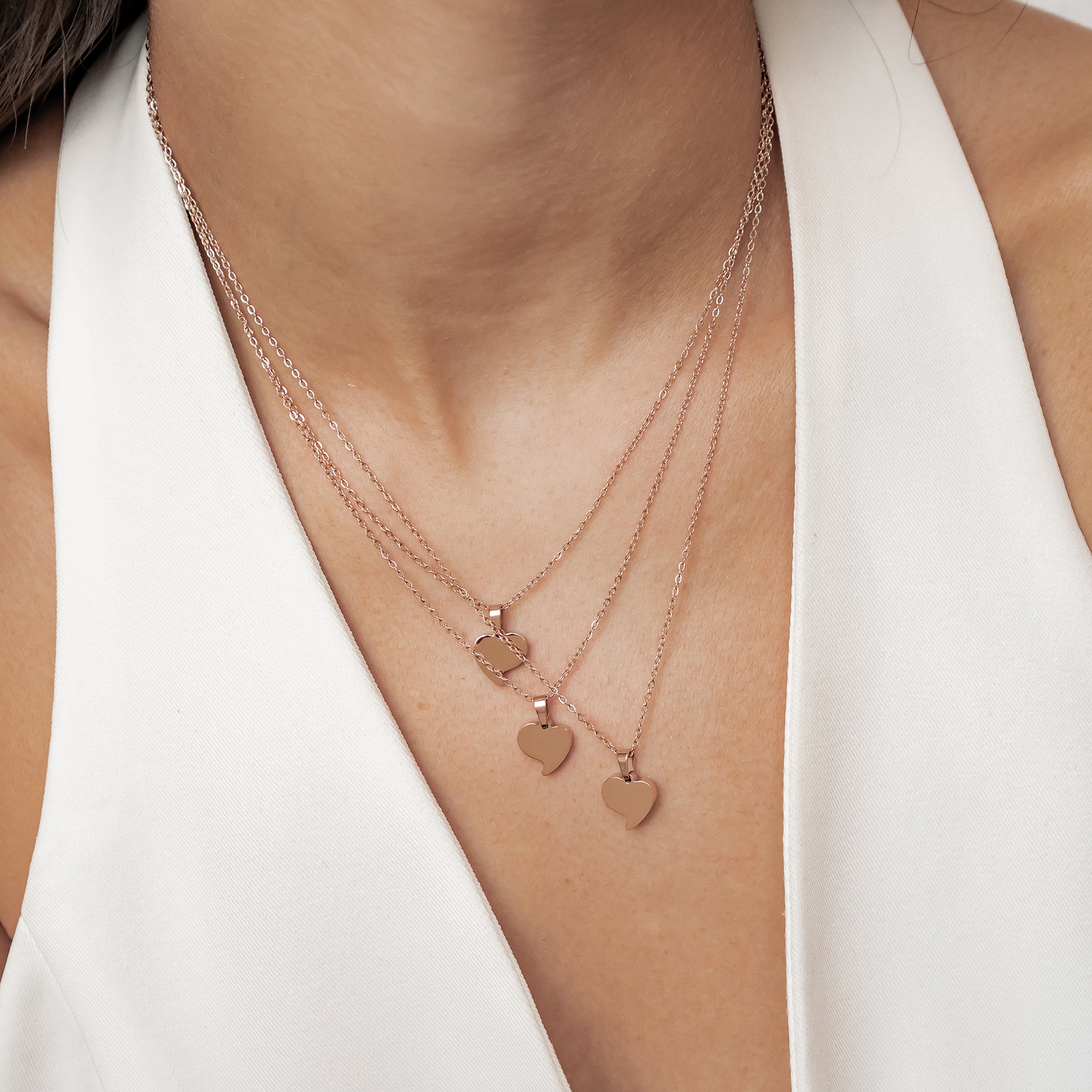 Interlocking Three Hearts Necklace Set Waterproof