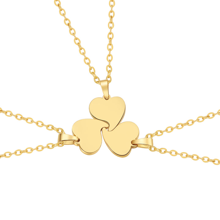 Interlocking Three Hearts Necklace Set Waterproof