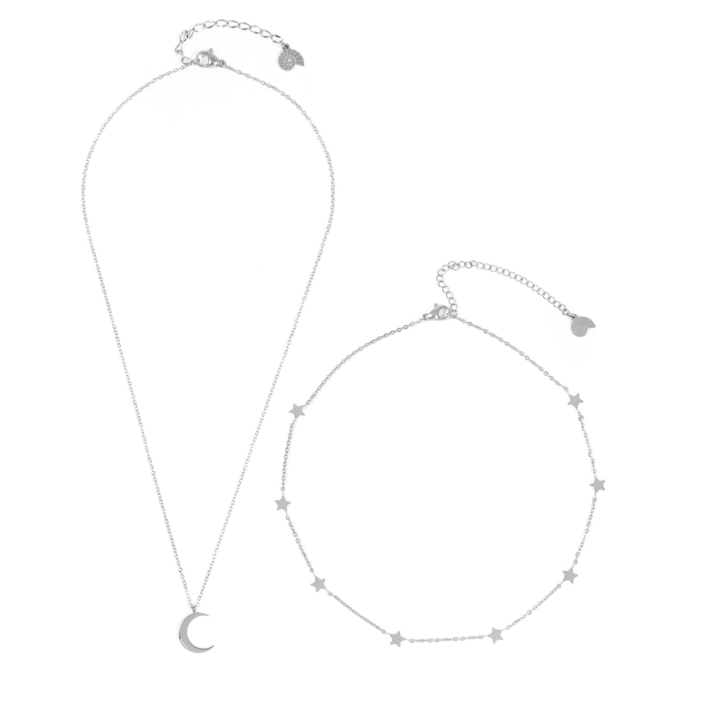 Ensemble Collier Etoile et Lune en Argent