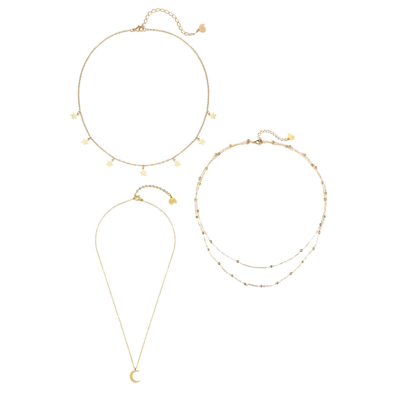 Multilayer Necklace Set in Gold