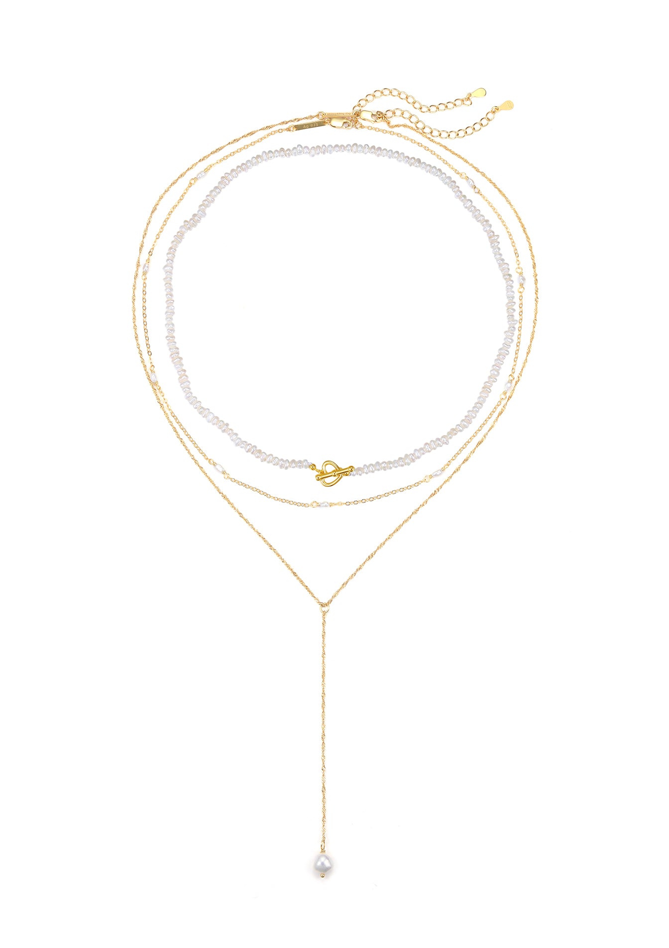 Set Collares Perla Plata de Ley 925 en Oro