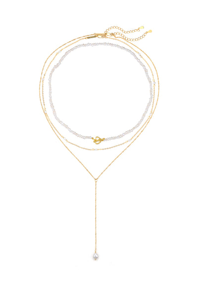 Set Collares Perla Plata de Ley 925 en Oro