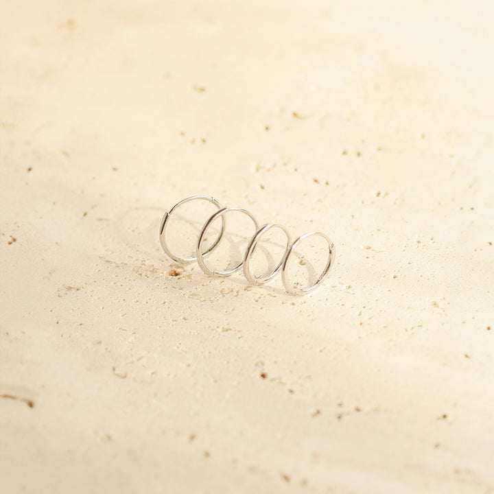 Slim Hoop Earrings Set Sterling Silver