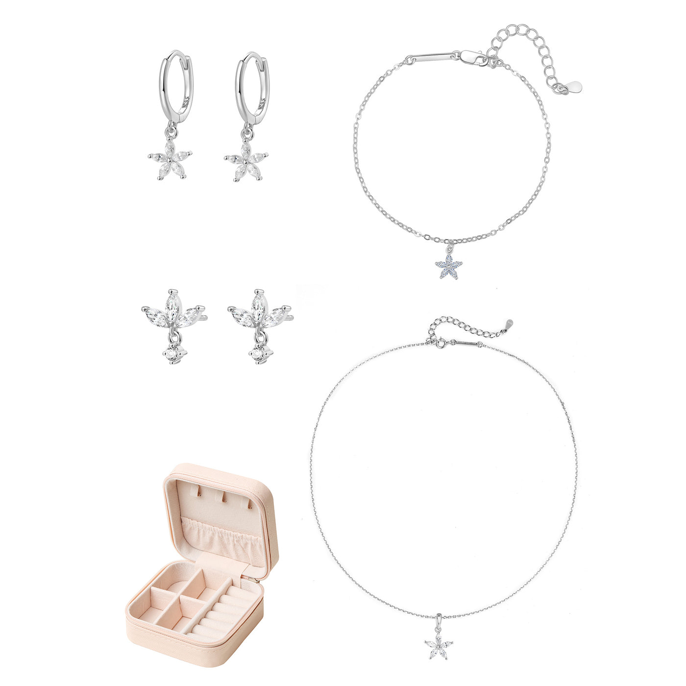 Daisy Sterling Silver Jewelry and Case Set