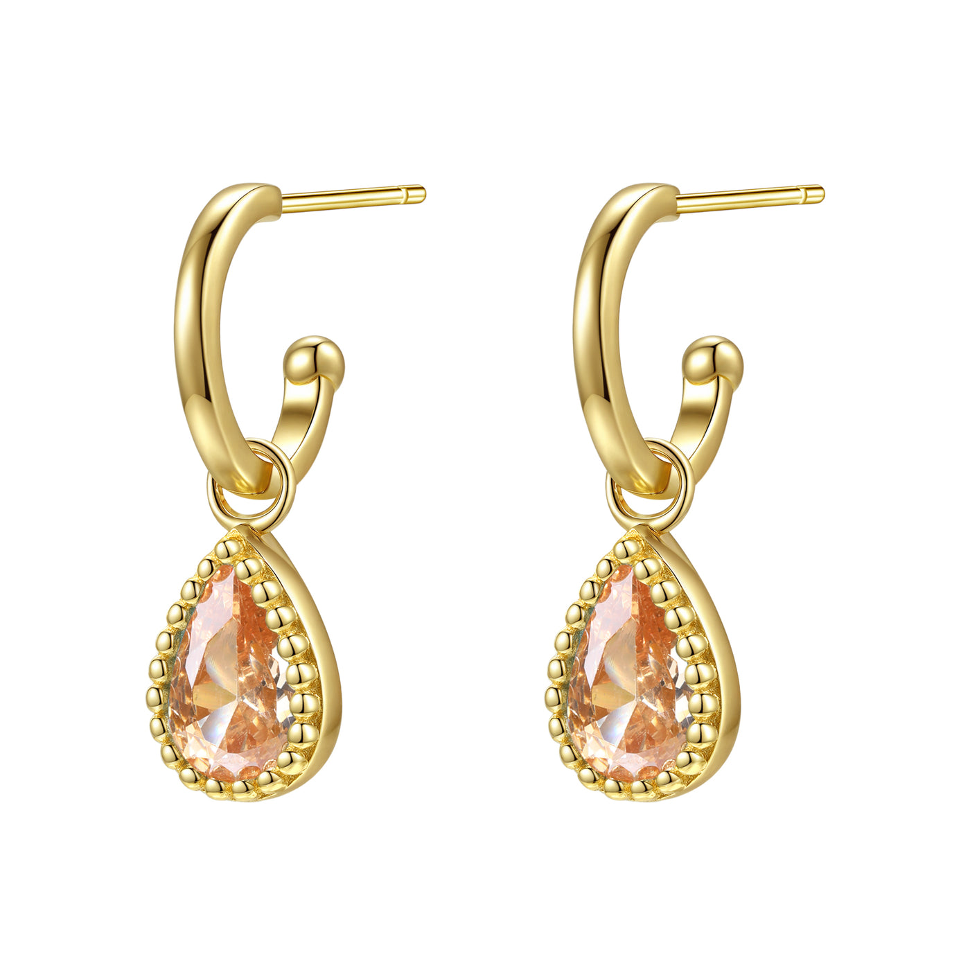 Boucles d’Oreilles Creoles Birthstone Grenat Janvier Sterling Argent