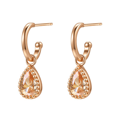 Boucles d’Oreilles Creoles Birthstone Grenat Janvier Sterling Argent