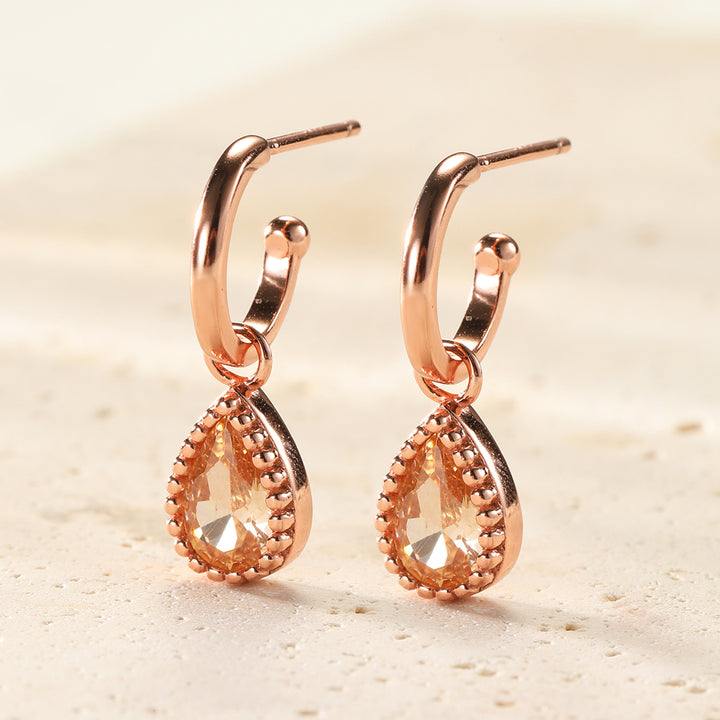 Boucles d’Oreilles Creoles Birthstone Grenat Janvier Argent Sterling
