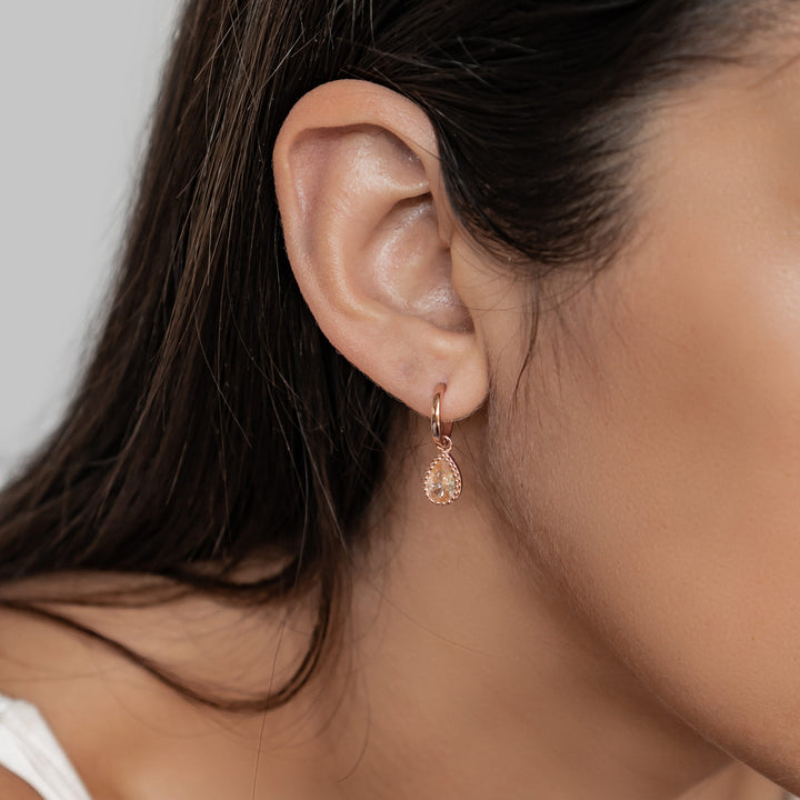 Boucles d’Oreilles Creoles Birthstone Grenat Janvier Argent Sterling