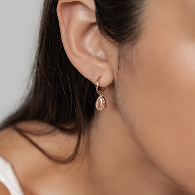Boucles d’Oreilles Creoles Birthstone Grenat Janvier Sterling Argent
