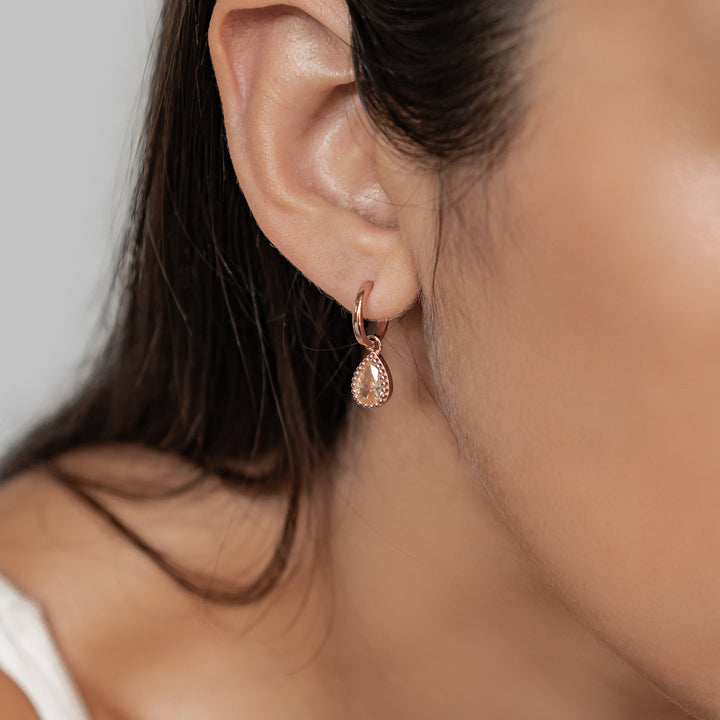 Boucles d’Oreilles Creoles Birthstone Grenat Janvier Argent Sterling
