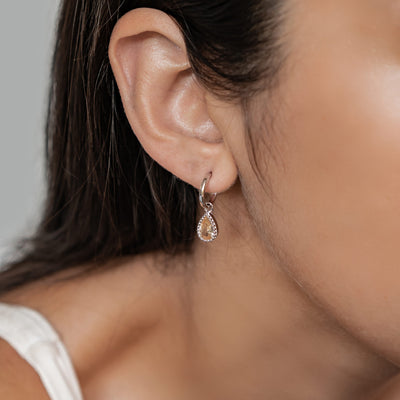 Boucles d’Oreilles Creoles Birthstone Grenat Janvier Sterling Argent