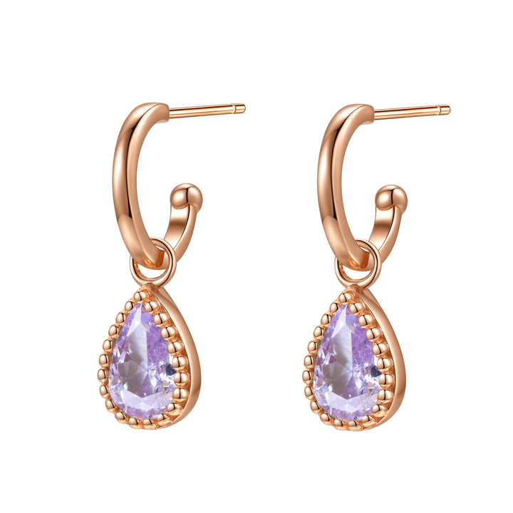 June Alexandrite Birthstone Hoop Earrings Sterling Silver