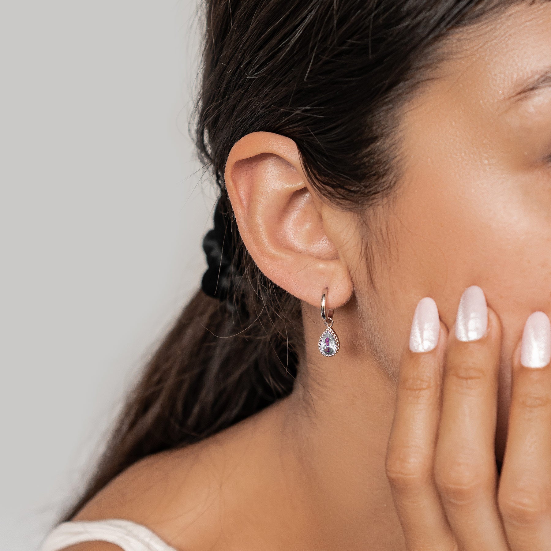 Juni Alexandrit Geburtsstein Creolen Sterlingsilber