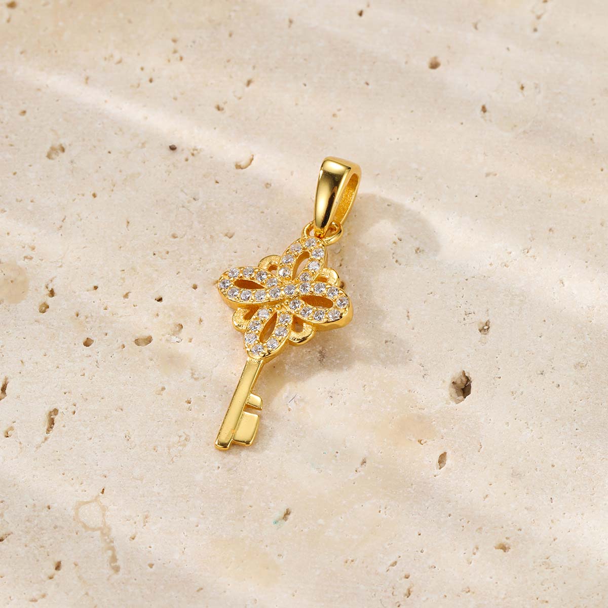 Collier Pendentif Clé Nouveaux Départs Sterling Argent