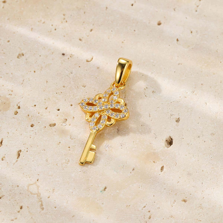 Collier Pendentif Clé Nouveaux Départs Argent Sterling