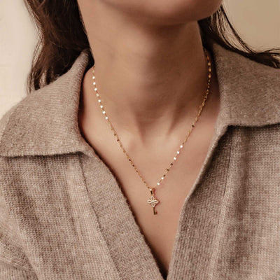 Collier Pendentif Clé Nouveaux Départs Sterling Argent