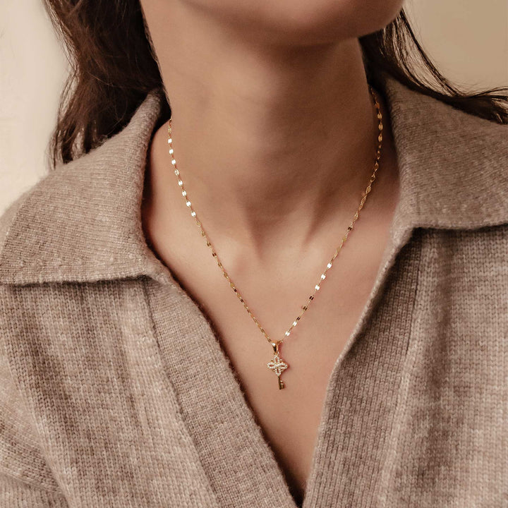 Collier Pendentif Clé Nouveaux Départs Argent Sterling