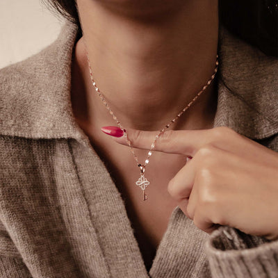 Collier Pendentif Clé Nouveaux Départs Sterling Argent