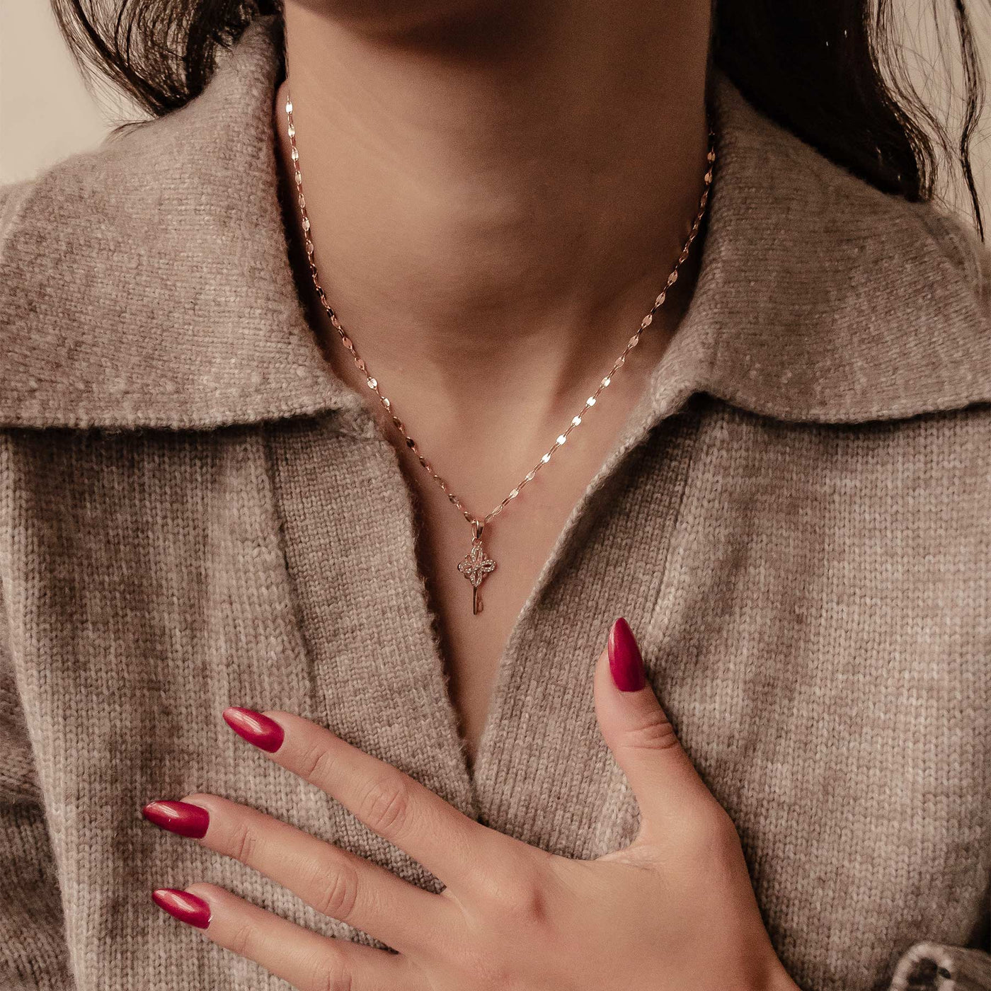 Collier Pendentif Clé Nouveaux Départs Sterling Argent