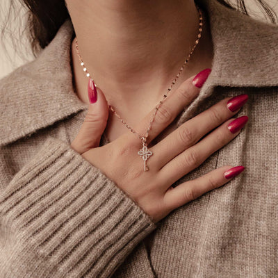Collier Pendentif Clé Nouveaux Départs Sterling Argent