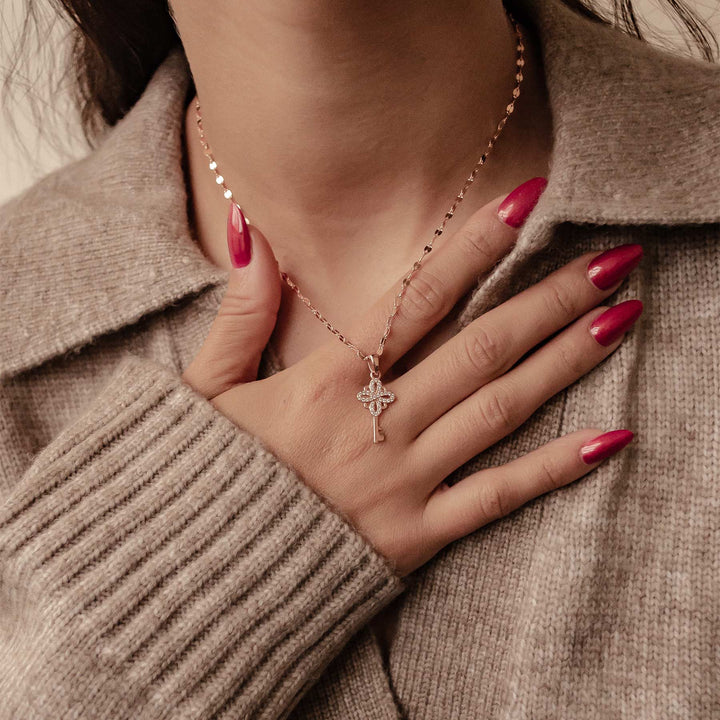Collier Pendentif Clé Nouveaux Départs Argent Sterling