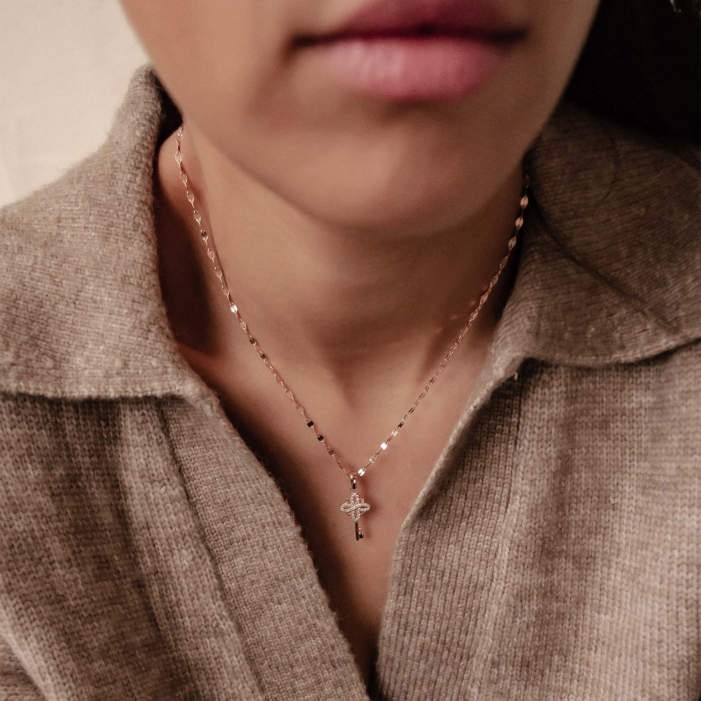 Collier Pendentif Clé Nouveaux Départs Sterling Argent