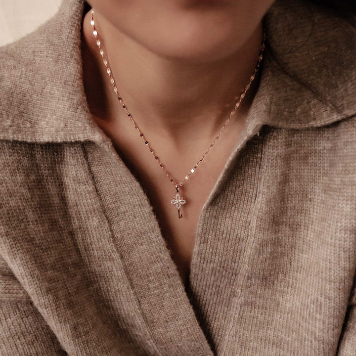 Collier Pendentif Clé Nouveaux Départs Argent Sterling