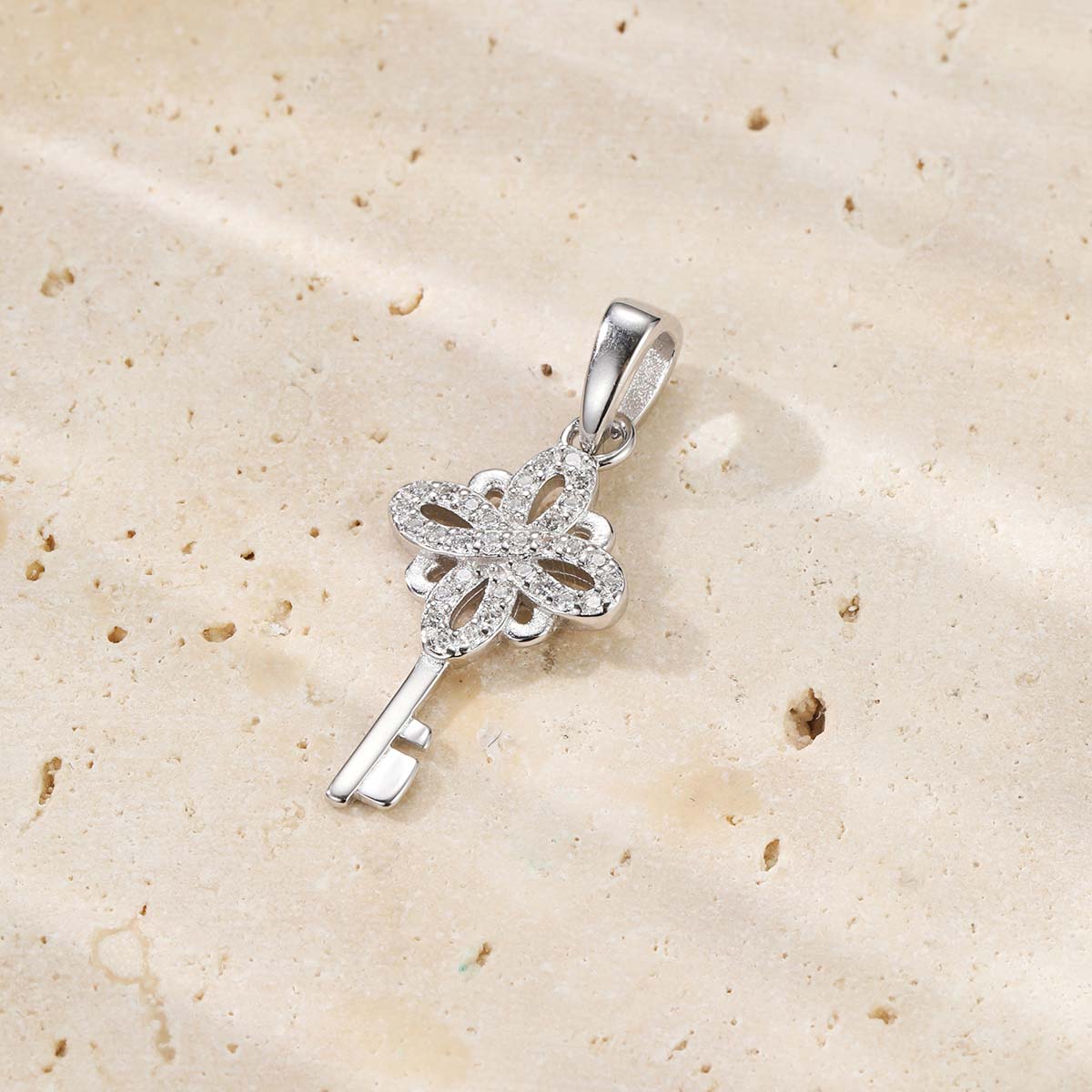 Collier Pendentif Clé Nouveaux Départs Sterling Argent