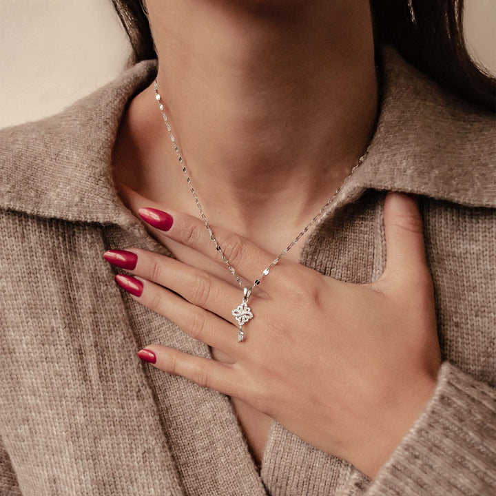 Collier Pendentif Clé Nouveaux Départs Argent Sterling