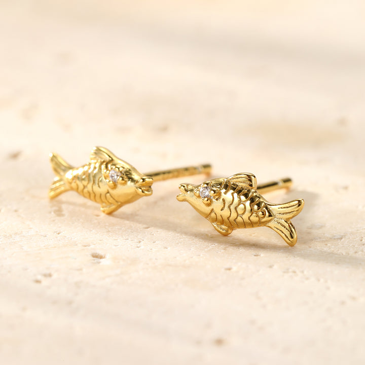 Pendientes Botón Peces Besándose Plata de Ley 925