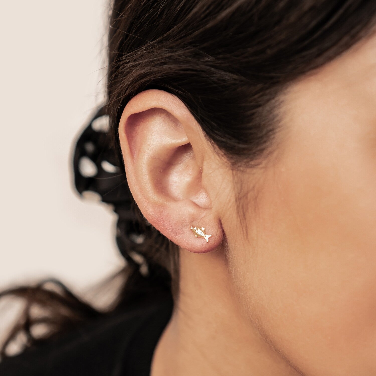 Boucles d’Oreilles Puces Poissons S’Embrassant Argent Sterling