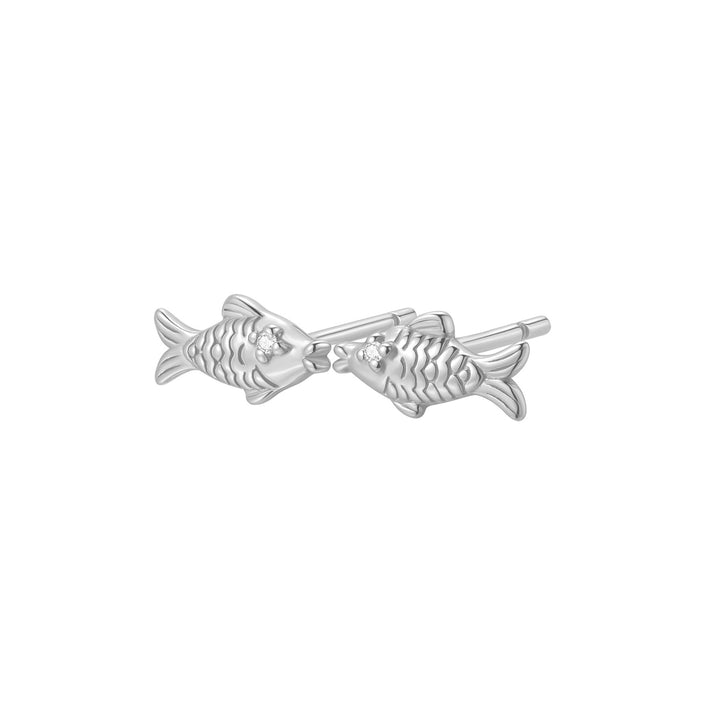 Pendientes Botón Peces Besándose Plata de Ley 925