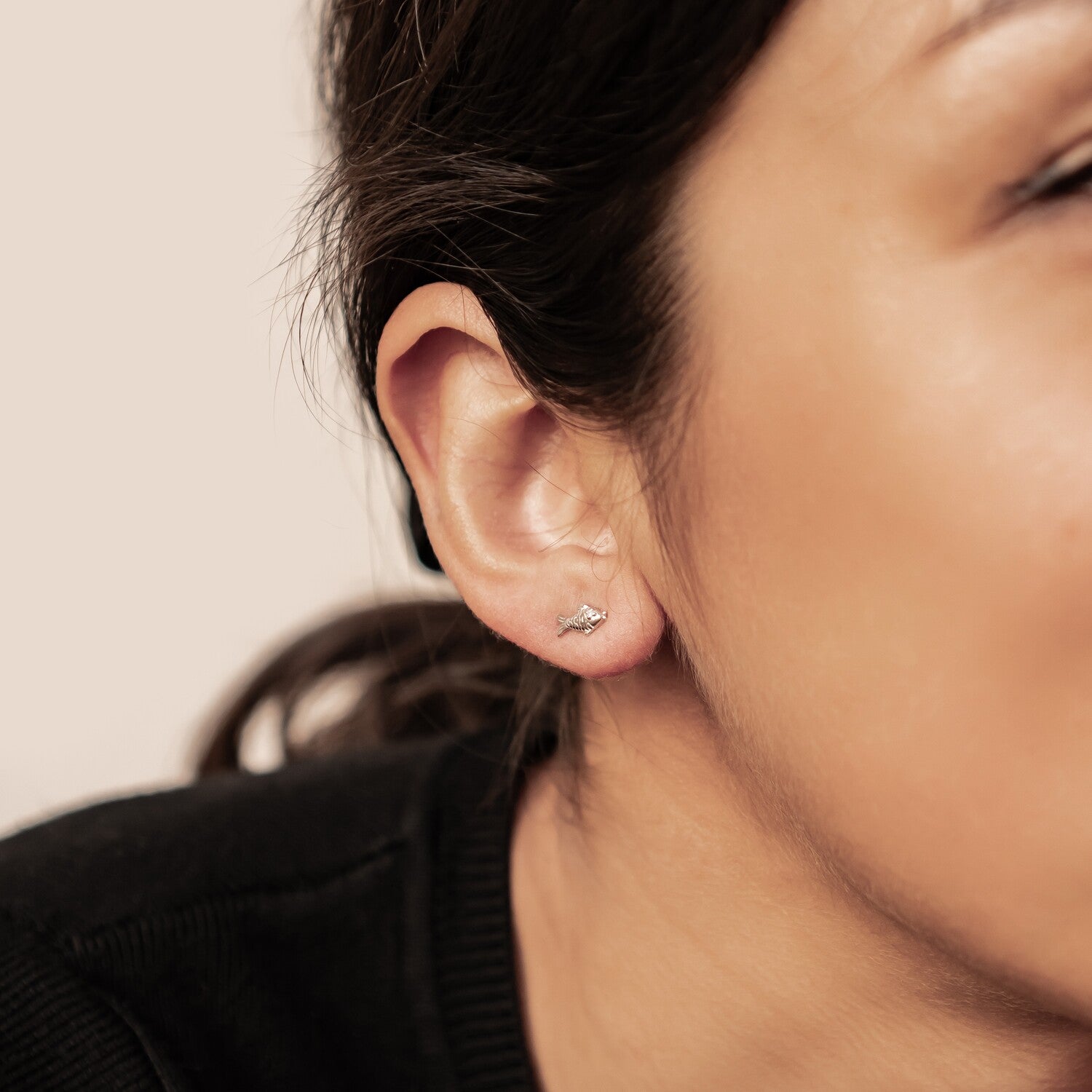 Boucles d’Oreilles Puces Poissons S’Embrassant Argent Sterling