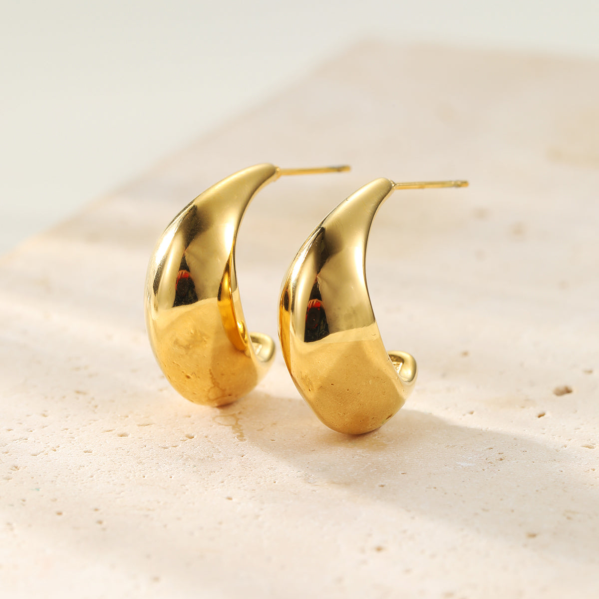 Boucles d'Oreilles Créoles Longues Dome Acier Inoxydable