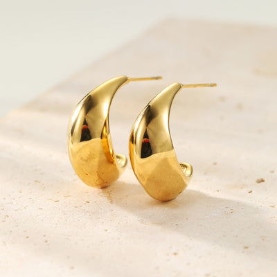Boucles d'Oreilles Créoles Longues Dome Acier Inoxydable